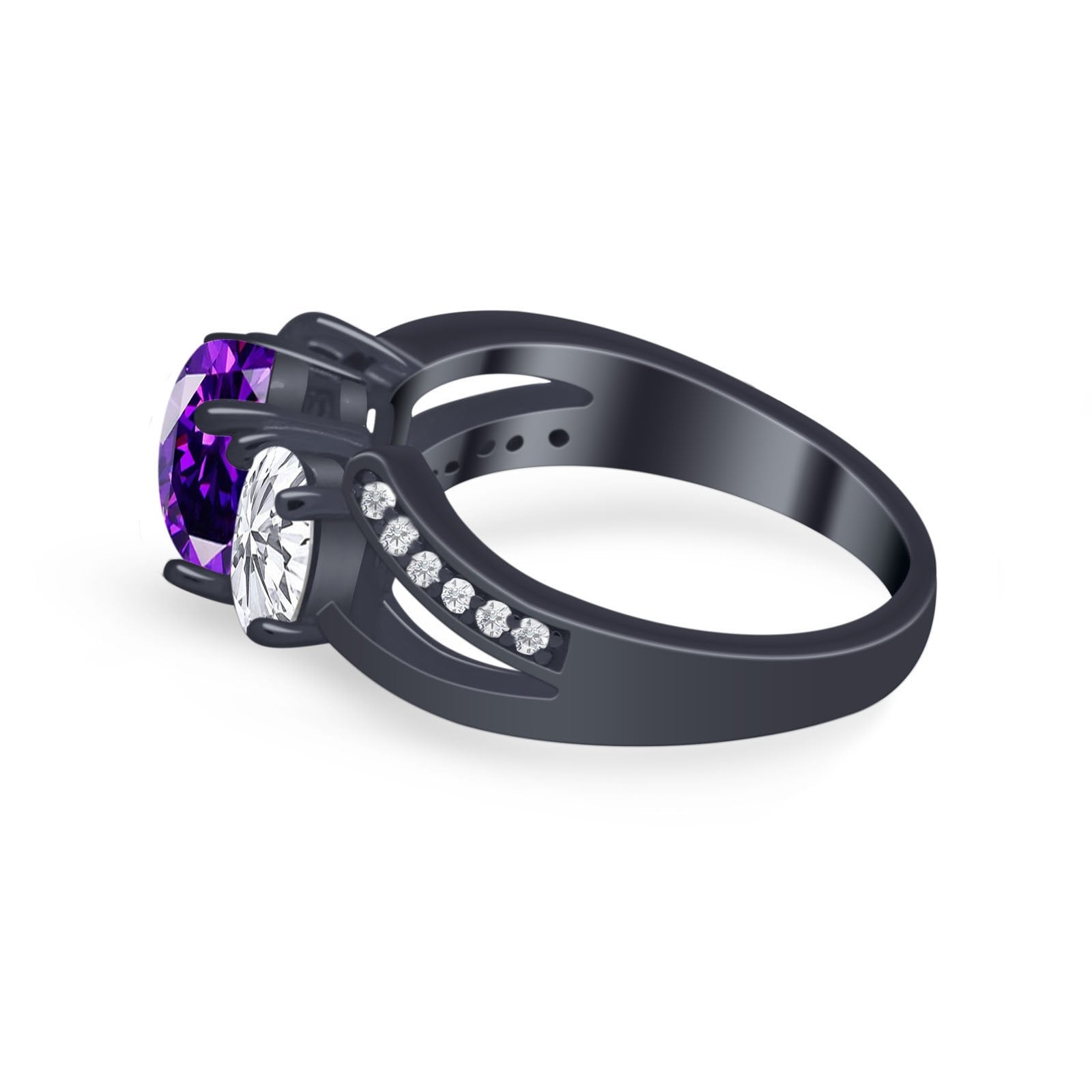 3 Stone Oval Wedding Ring Simulated Cubic Zirconia 925 Sterling Silver