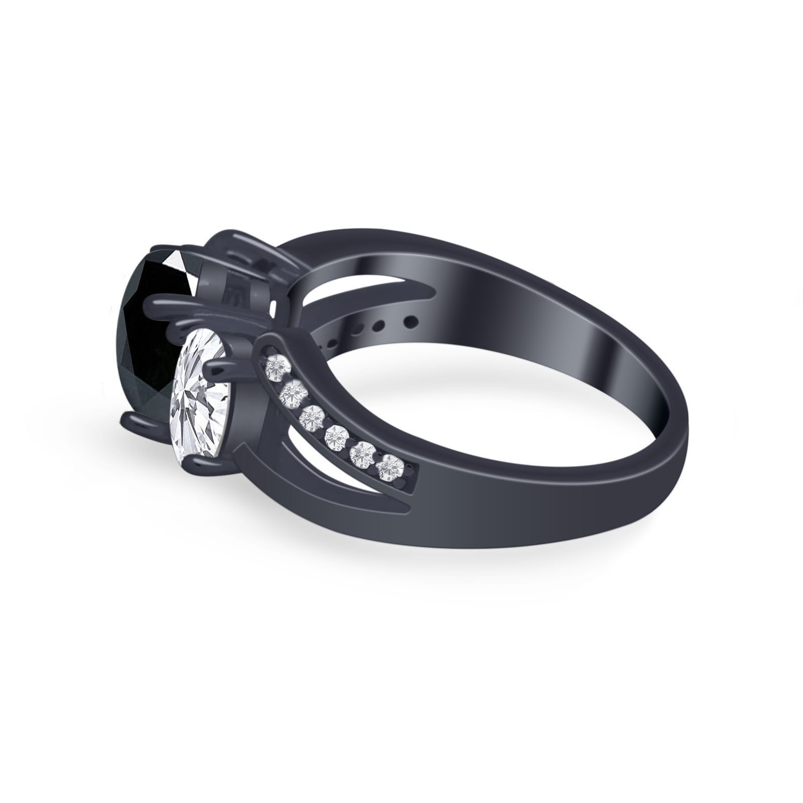 3 Stone Oval Wedding Ring Simulated Cubic Zirconia 925 Sterling Silver