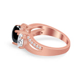 3 Stone Oval Wedding Ring Simulated Cubic Zirconia 925 Sterling Silver