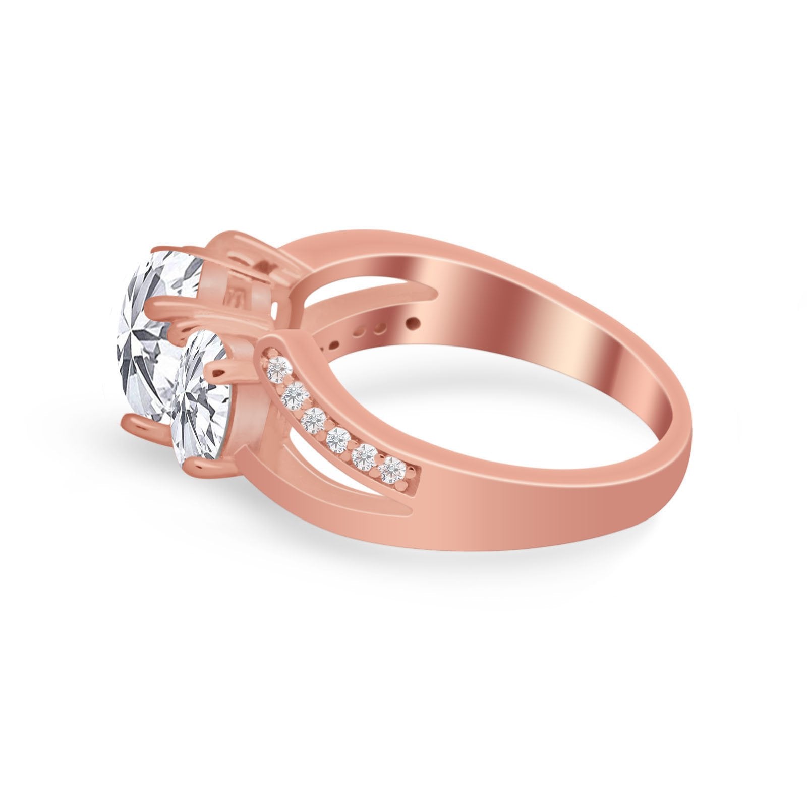 3 Stone Oval Wedding Ring Simulated Cubic Zirconia 925 Sterling Silver