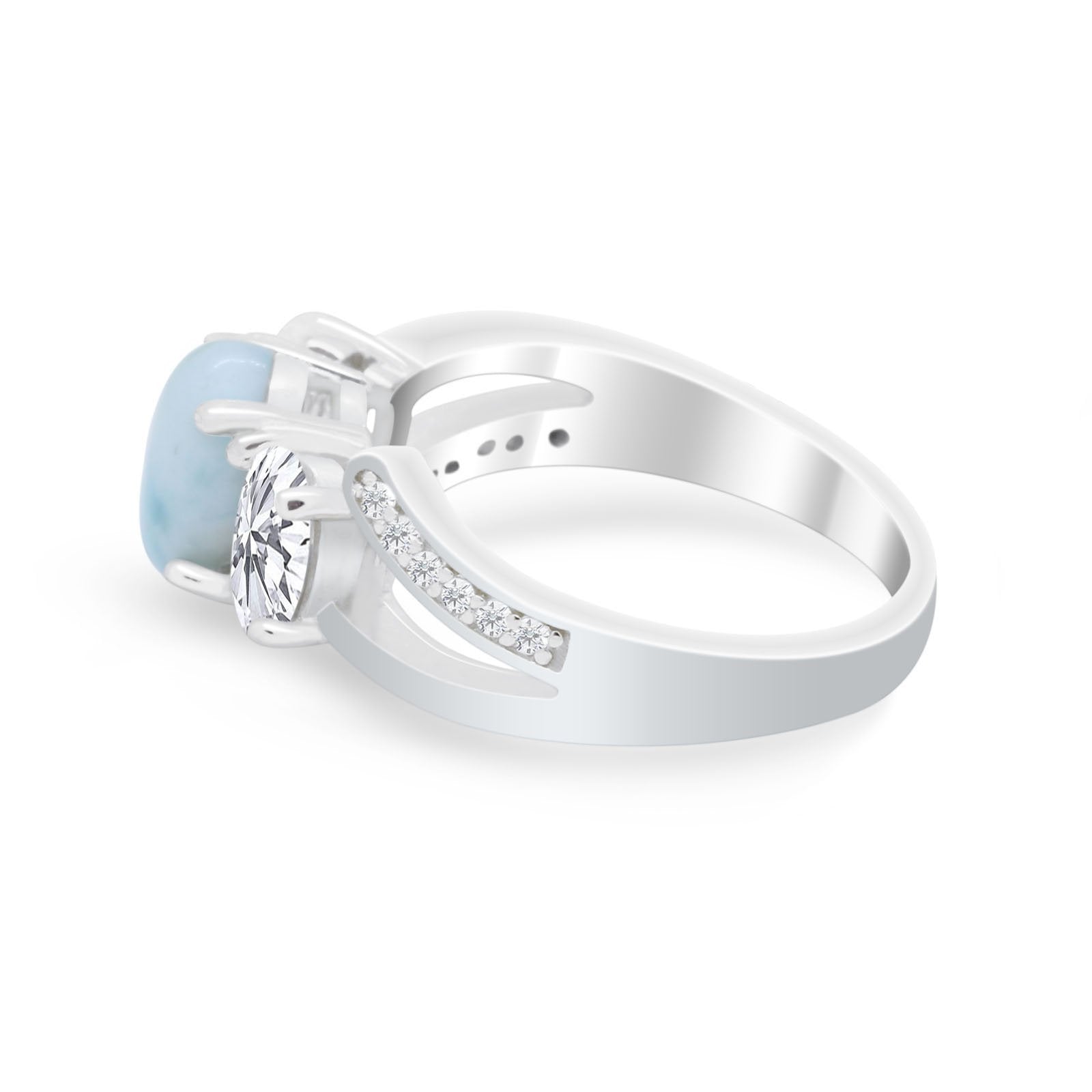 3 Stone Oval Wedding Ring Simulated Cubic Zirconia 925 Sterling Silver
