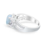 3 Stone Oval Wedding Ring Simulated Cubic Zirconia 925 Sterling Silver