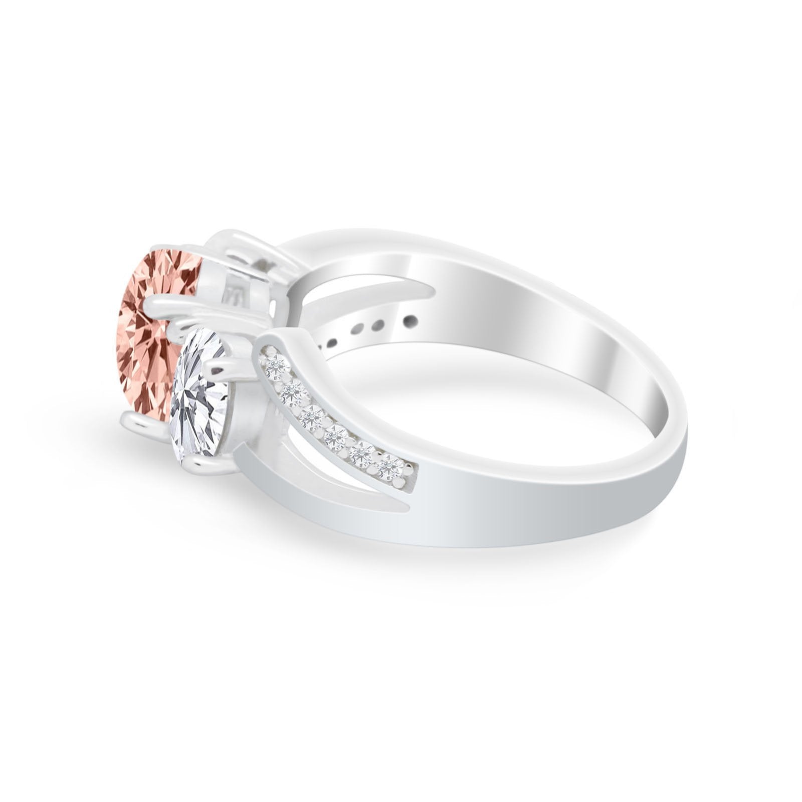 3 Stone Oval Wedding Ring Simulated Cubic Zirconia 925 Sterling Silver