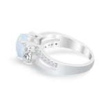 3 Stone Oval Wedding Ring Simulated Cubic Zirconia 925 Sterling Silver