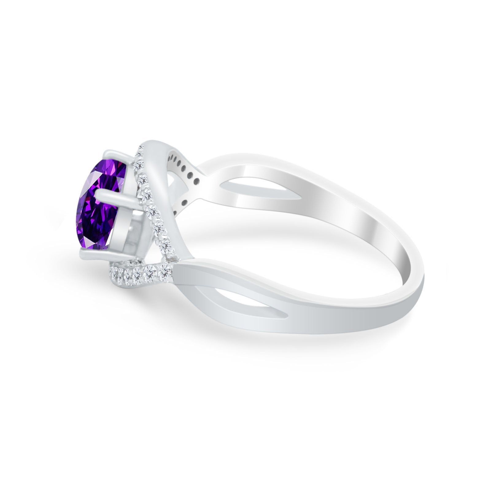 Infinity Shank Wedding Ring Simulated Cubic Zirconia 925 Sterling Silver