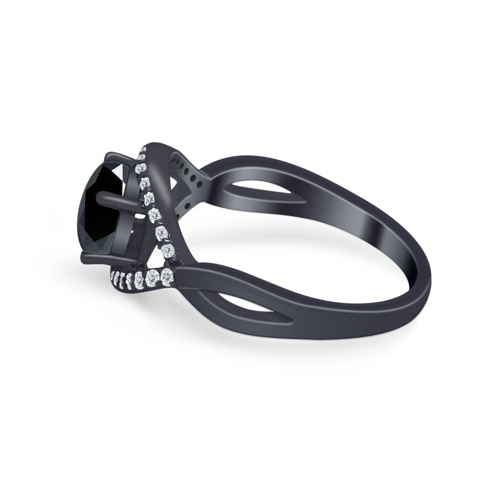 Infinity Shank Wedding Ring Simulated Cubic Zirconia 925 Sterling Silver