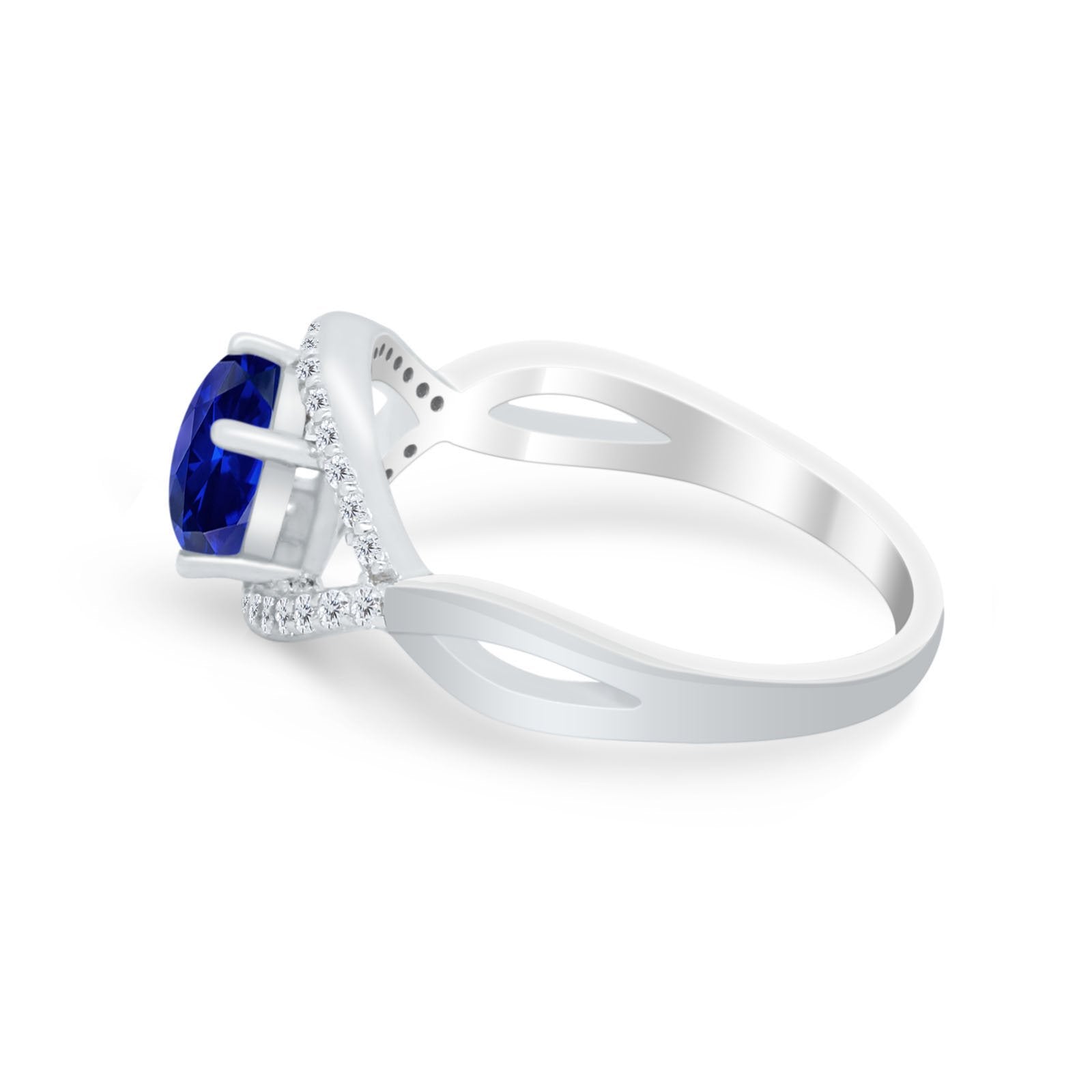 Infinity Shank Wedding Ring Simulated Cubic Zirconia 925 Sterling Silver