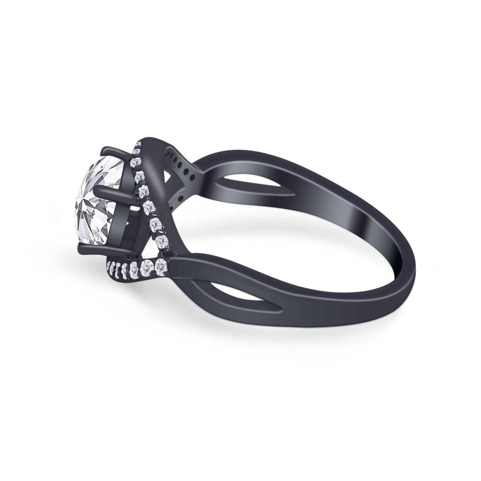 Infinity Shank Wedding Ring Simulated Cubic Zirconia 925 Sterling Silver