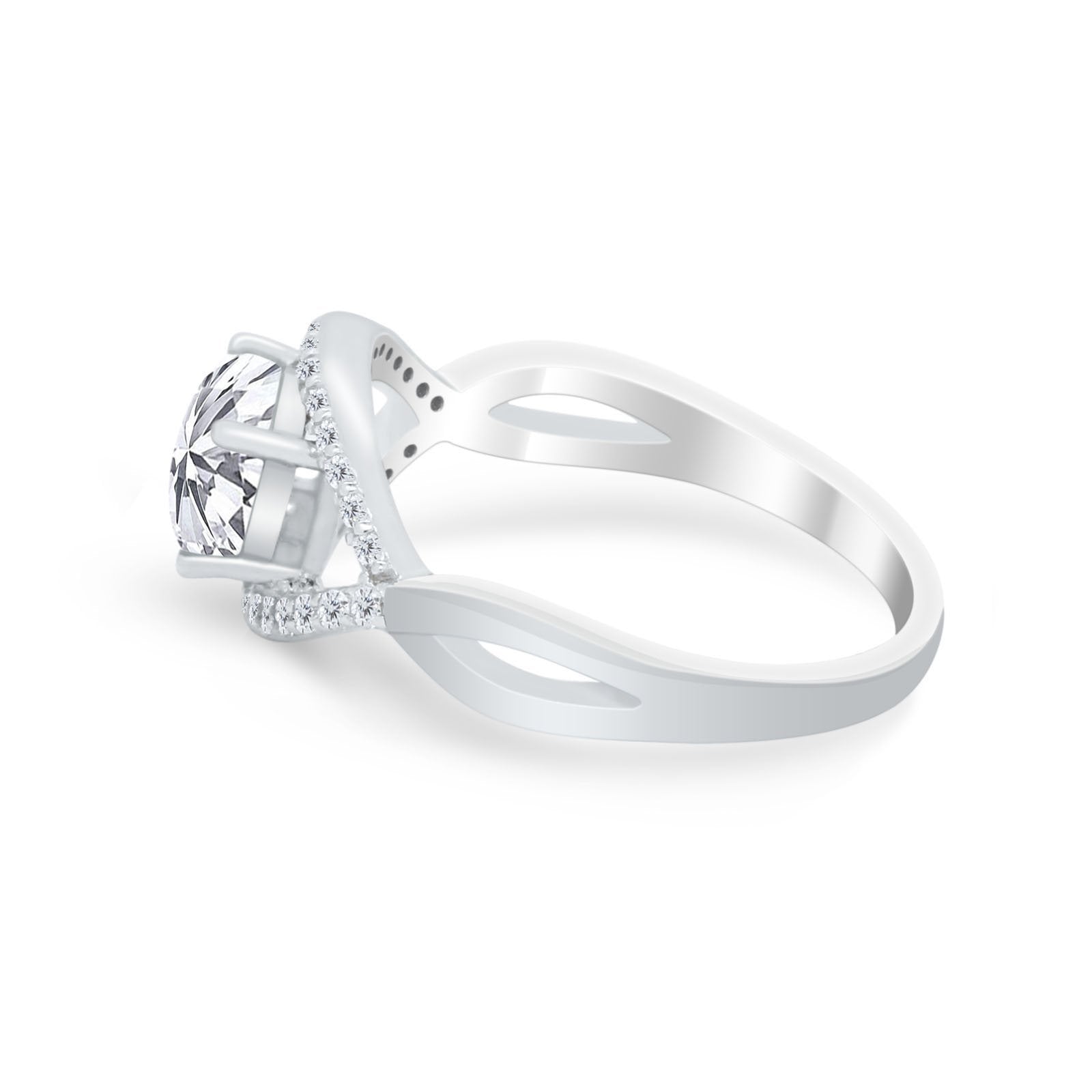Infinity Shank Wedding Ring Simulated Cubic Zirconia 925 Sterling Silver