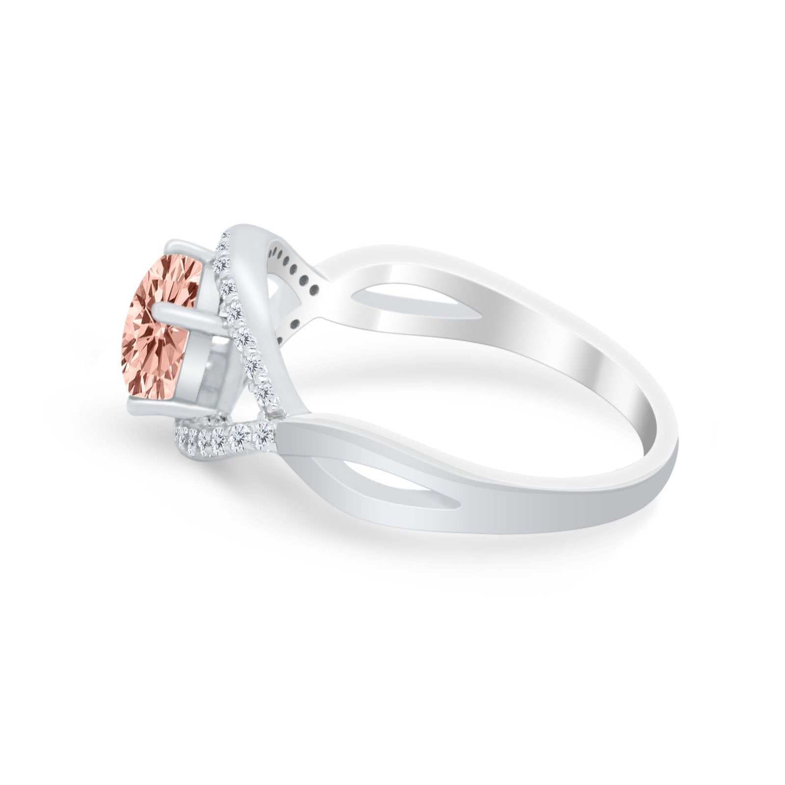 Infinity Shank Wedding Ring Simulated Cubic Zirconia 925 Sterling Silver
