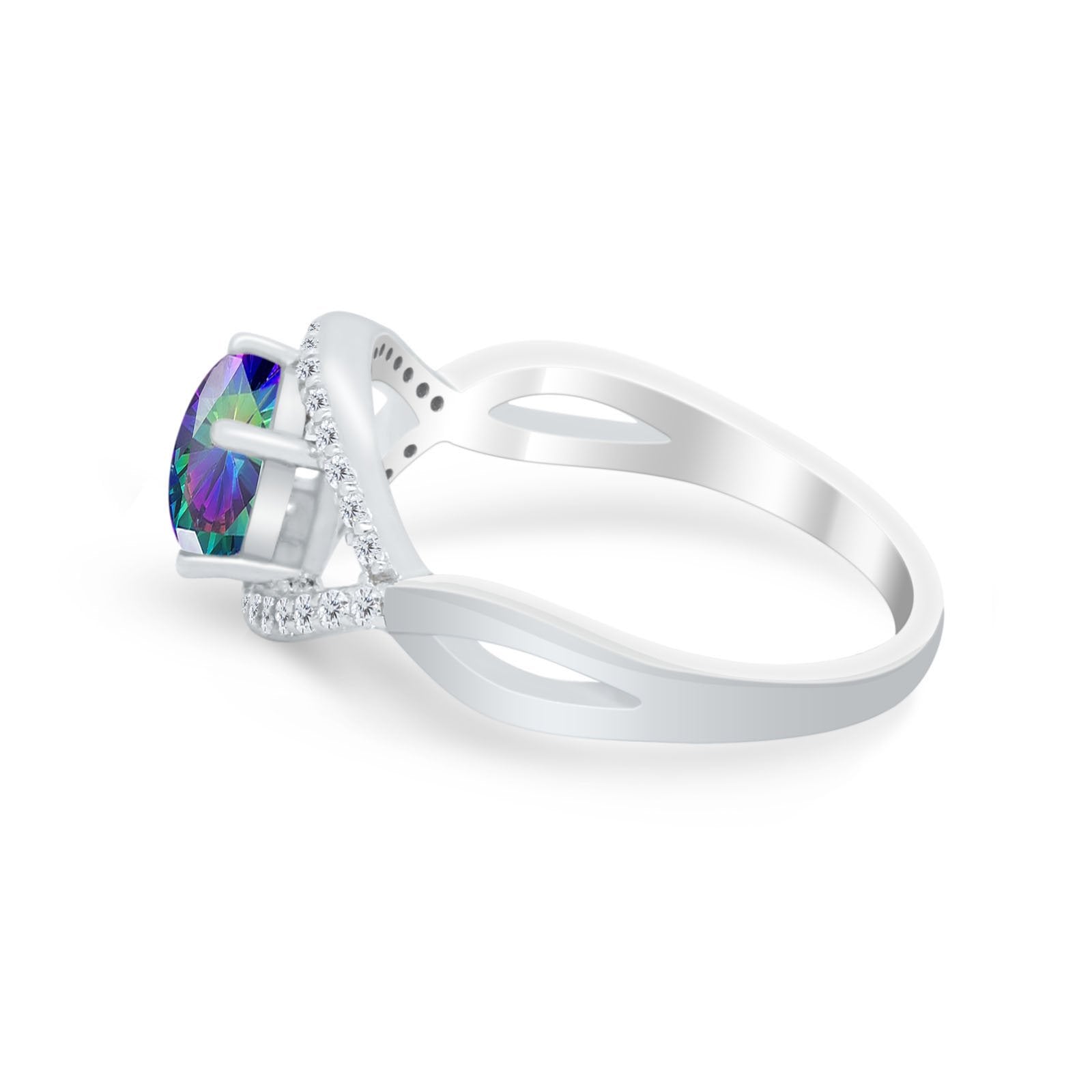 Infinity Shank Wedding Ring Simulated Cubic Zirconia 925 Sterling Silver