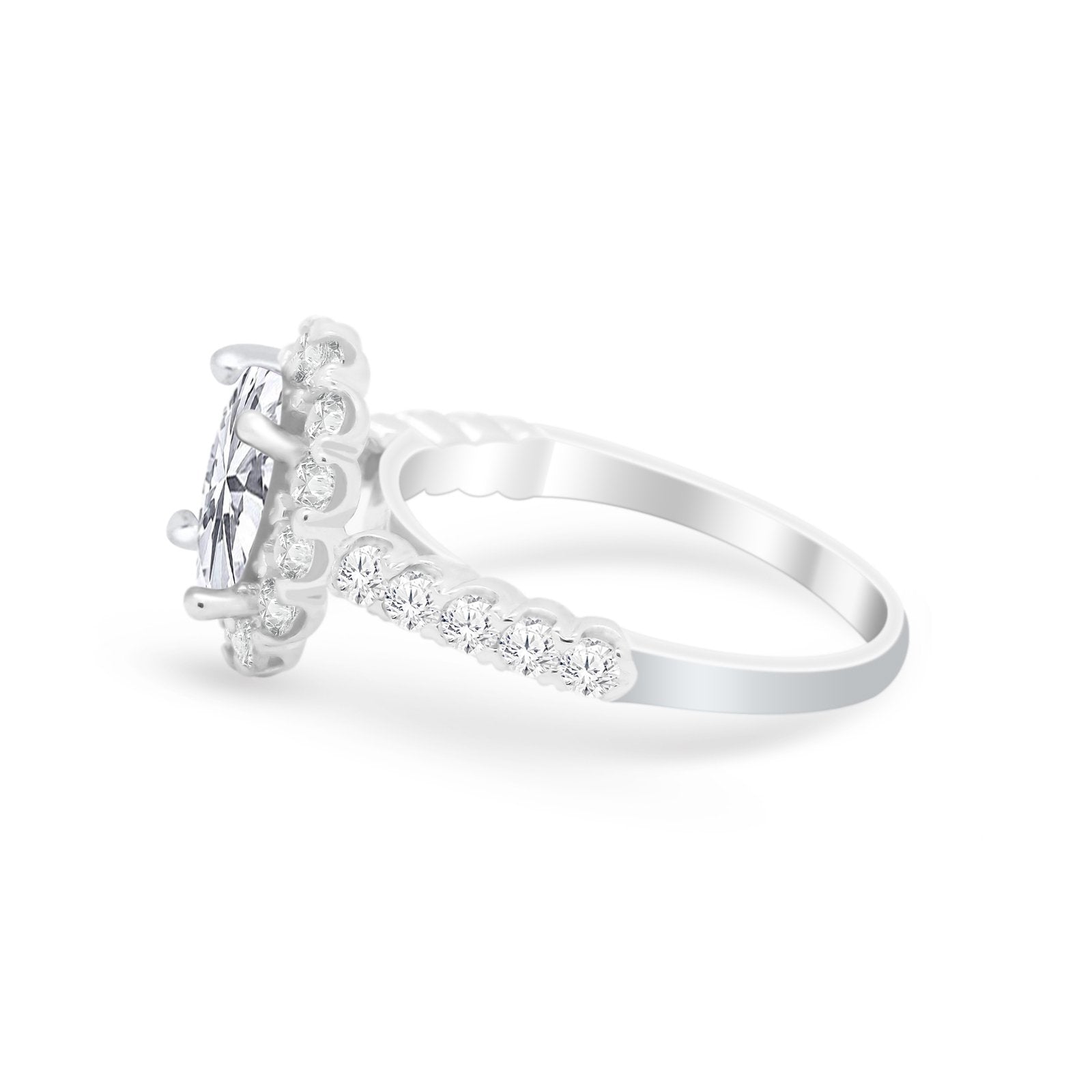 Solitaire Accent Wedding Ring Simulated Cubic Zirconia 925 Sterling Silver