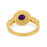 Halo Engagement Ring Simulated Cubic Zirconia 925 Sterling Silver