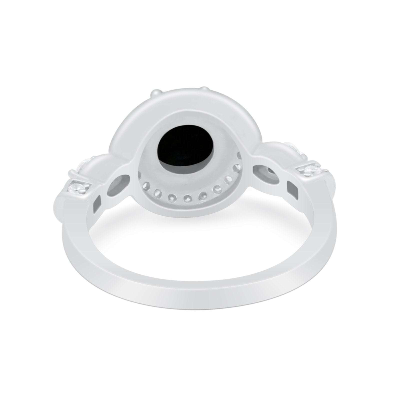 Halo Engagement Ring Simulated Cubic Zirconia 925 Sterling Silver