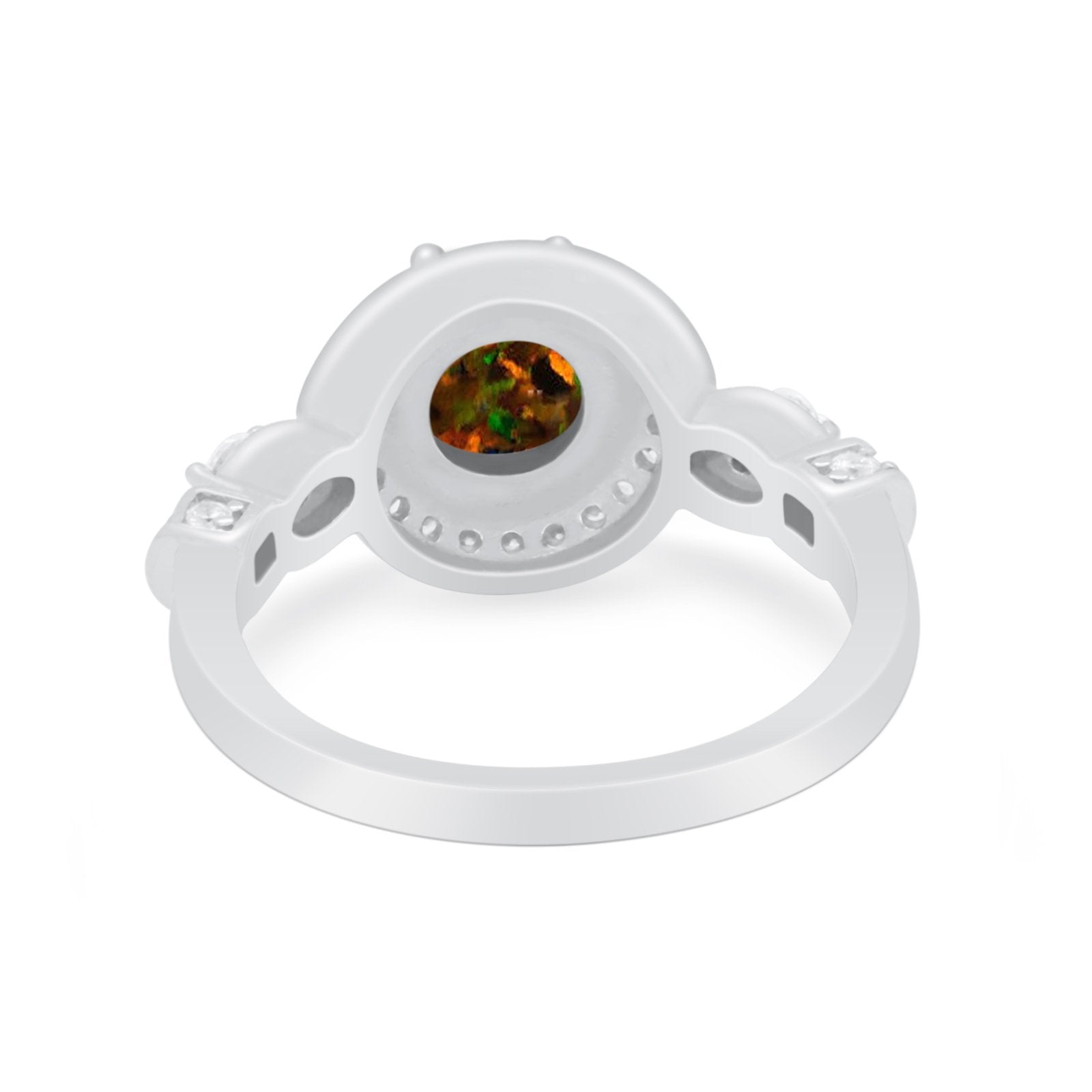 Halo Engagement Ring Simulated Cubic Zirconia 925 Sterling Silver