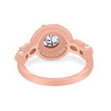 Halo Engagement Ring Simulated Cubic Zirconia 925 Sterling Silver