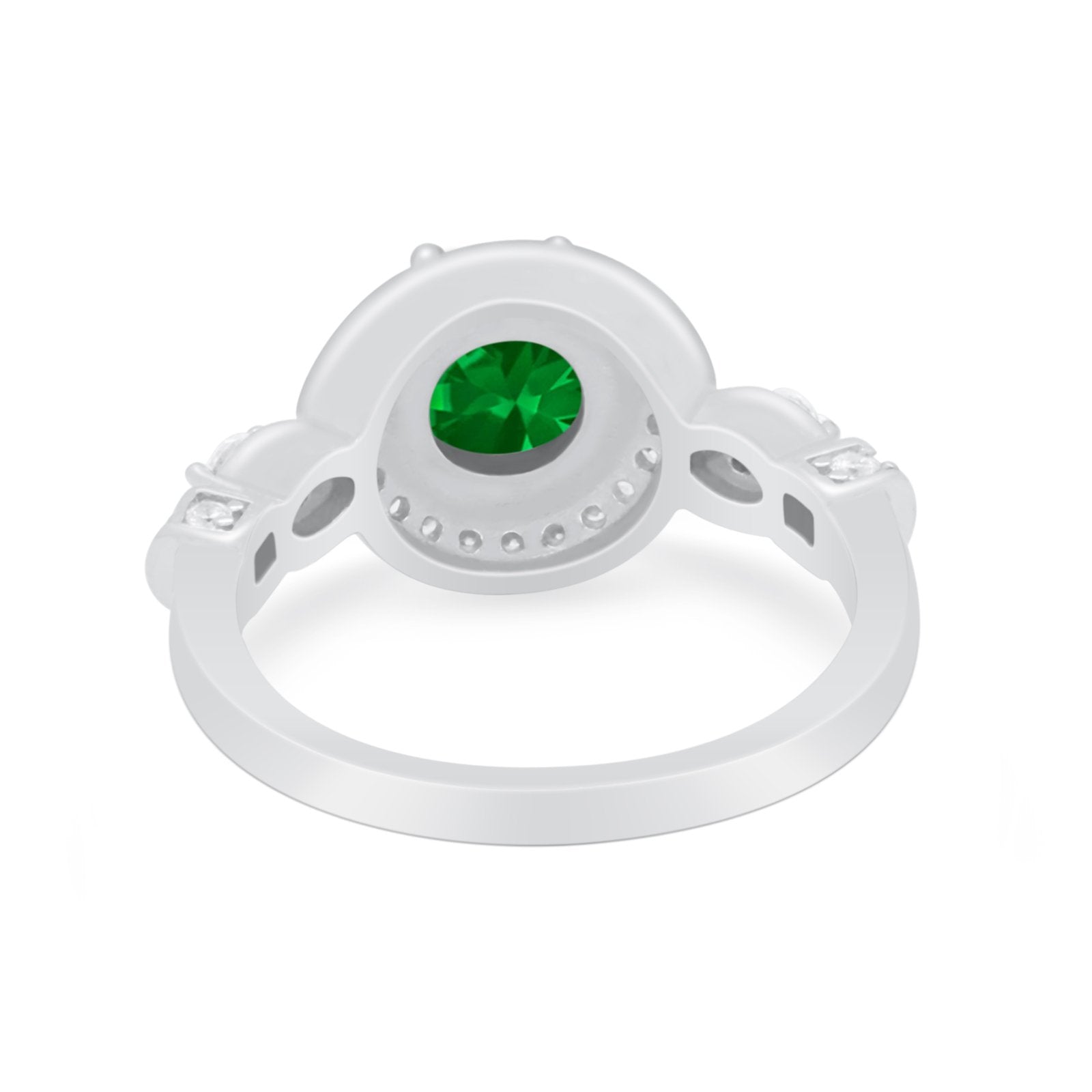 Halo Engagement Ring Simulated Cubic Zirconia 925 Sterling Silver