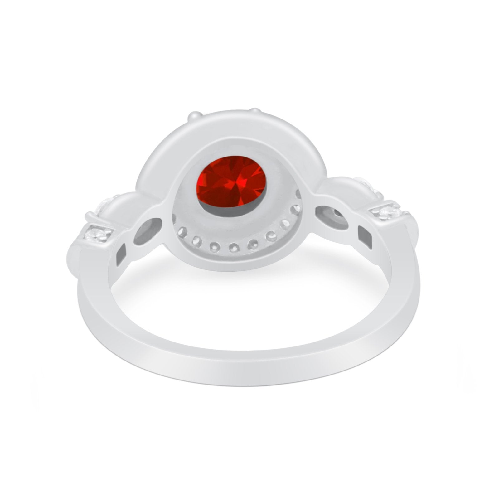 Halo Engagement Ring Simulated Cubic Zirconia 925 Sterling Silver