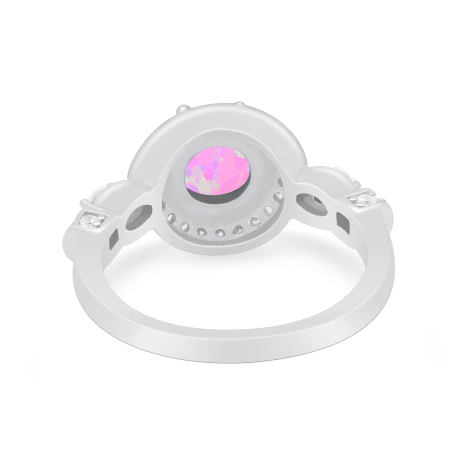 Halo Engagement Ring Simulated Cubic Zirconia 925 Sterling Silver