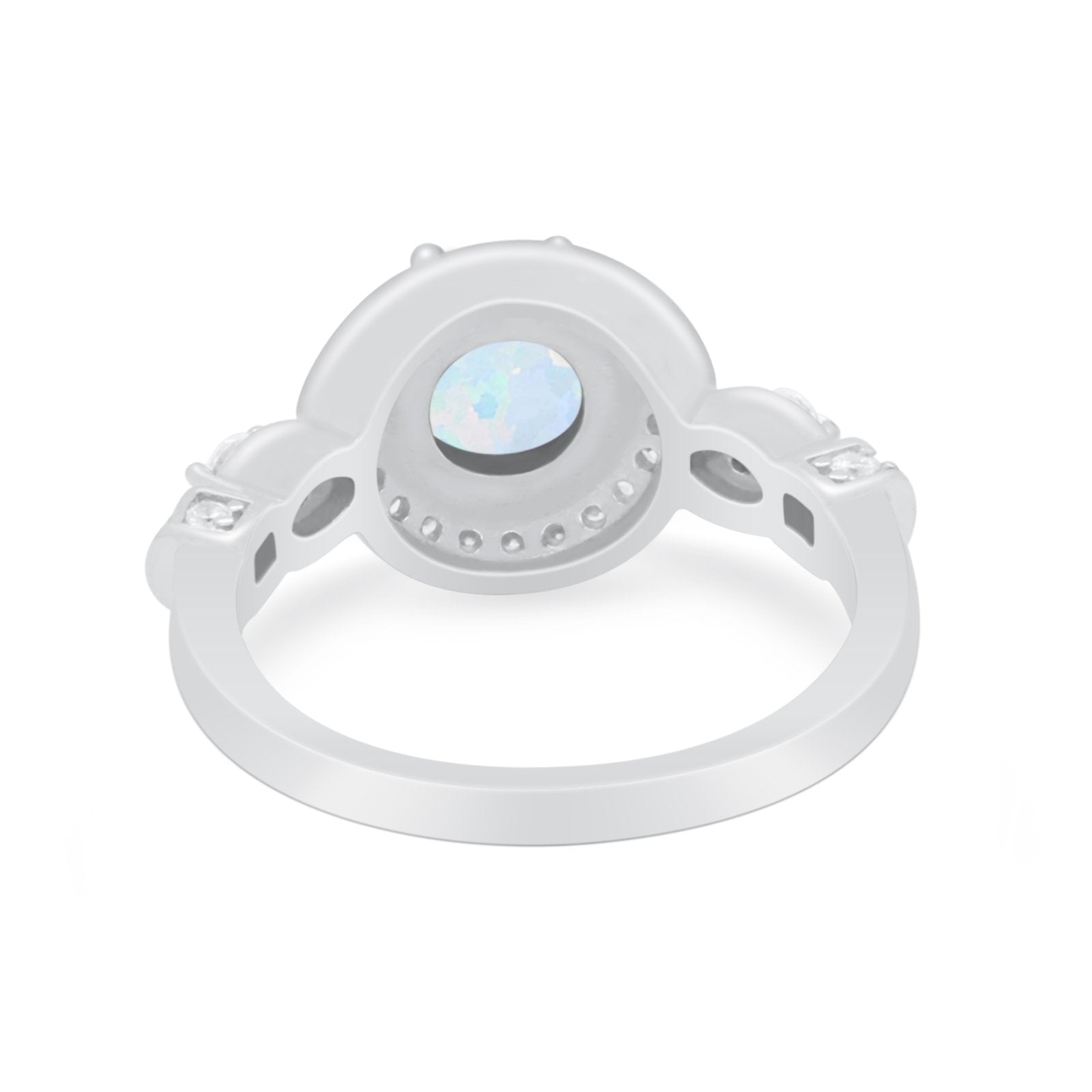 Halo Engagement Ring Simulated Cubic Zirconia 925 Sterling Silver