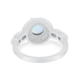 Halo Engagement Ring Simulated Cubic Zirconia 925 Sterling Silver