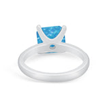Solitaire Cushion Cut Engagement Ring Simulated Cubic Zirconia 925 Sterling Silver Cushion Cut Ring