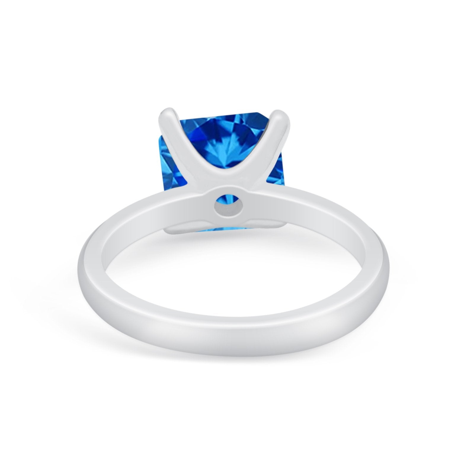 Solitaire Cushion Cut Engagement Ring Simulated Cubic Zirconia 925 Sterling Silver Cushion Cut Ring
