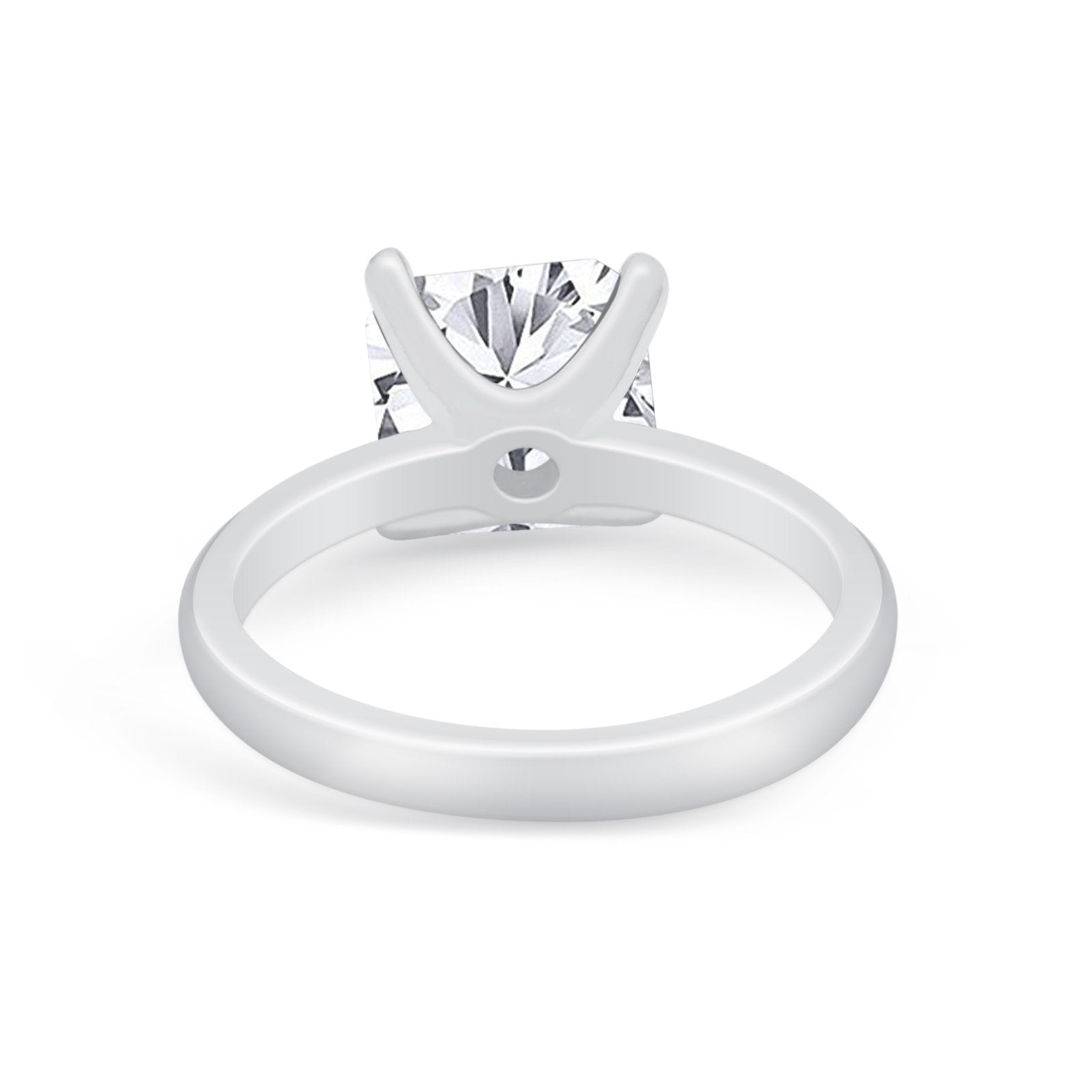 Solitaire Cushion Cut Engagement Ring Simulated Cubic Zirconia 925 Sterling Silver Cushion Cut Ring