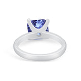 Solitaire Cushion Cut Engagement Ring Simulated Cubic Zirconia 925 Sterling Silver Cushion Cut Ring