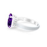 Solitaire Wedding Ring Simulated Cubic Zirconia 925 Sterling Silver