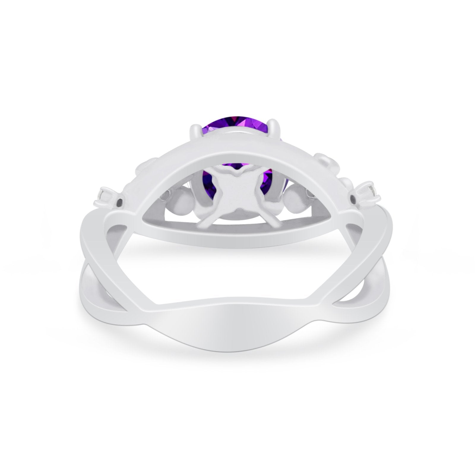 Art Deco Plumeria Flower Infinity Shank Engagement Ring Cubic Zirconia 925 Sterling Silver