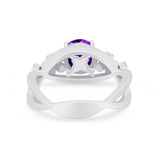 Art Deco Plumeria Flower Infinity Shank Engagement Ring Cubic Zirconia 925 Sterling Silver