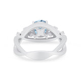 Art Deco Plumeria Flower Infinity Shank Engagement Ring Cubic Zirconia 925 Sterling Silver