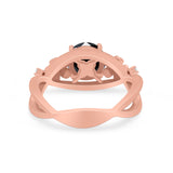 Art Deco Plumeria Flower Infinity Shank Engagement Ring Cubic Zirconia 925 Sterling Silver