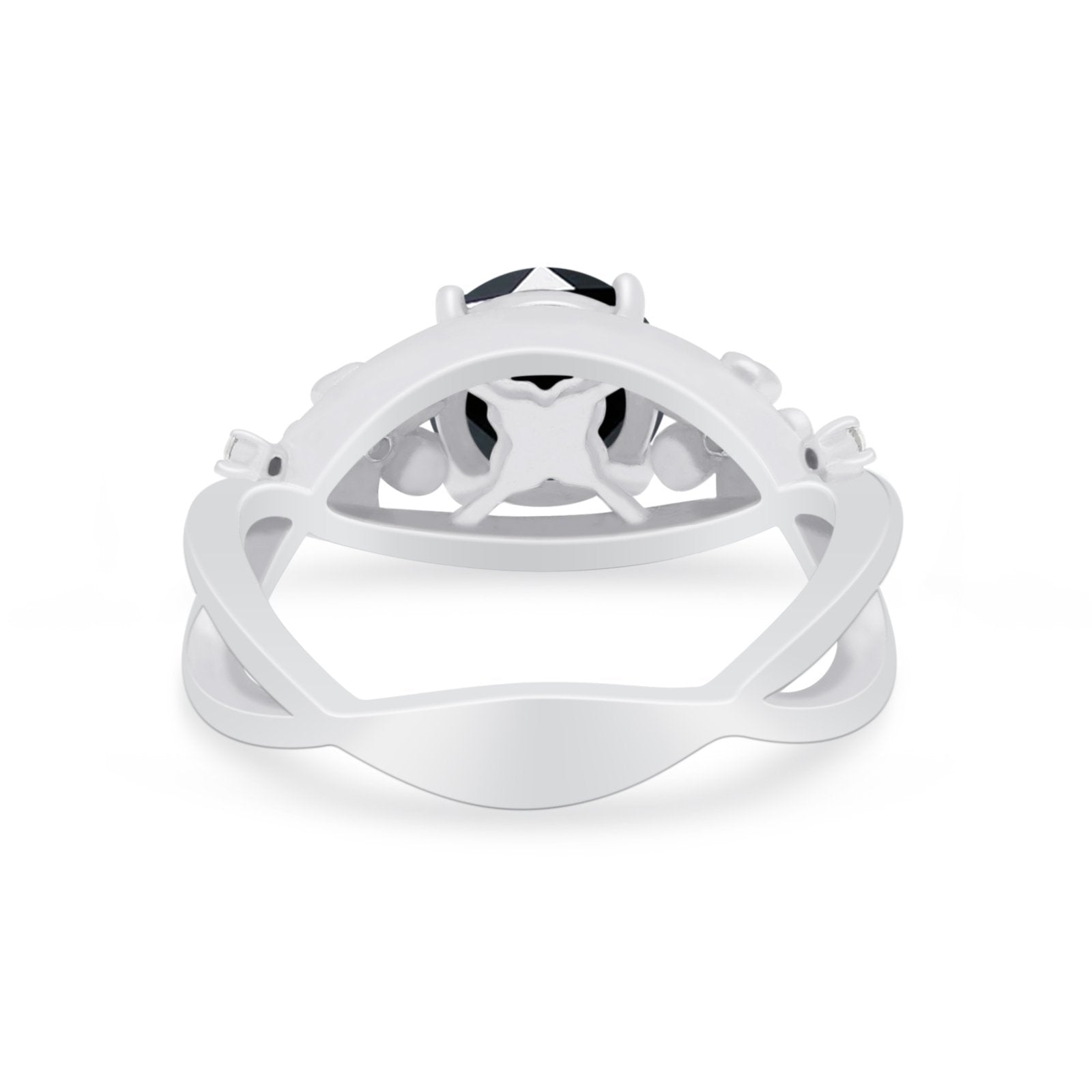Art Deco Plumeria Flower Infinity Shank Engagement Ring Cubic Zirconia 925 Sterling Silver