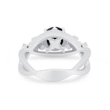 Art Deco Plumeria Flower Infinity Shank Engagement Ring Cubic Zirconia 925 Sterling Silver