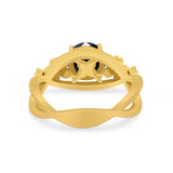 Art Deco Plumeria Flower Infinity Shank Engagement Ring Cubic Zirconia 925 Sterling Silver