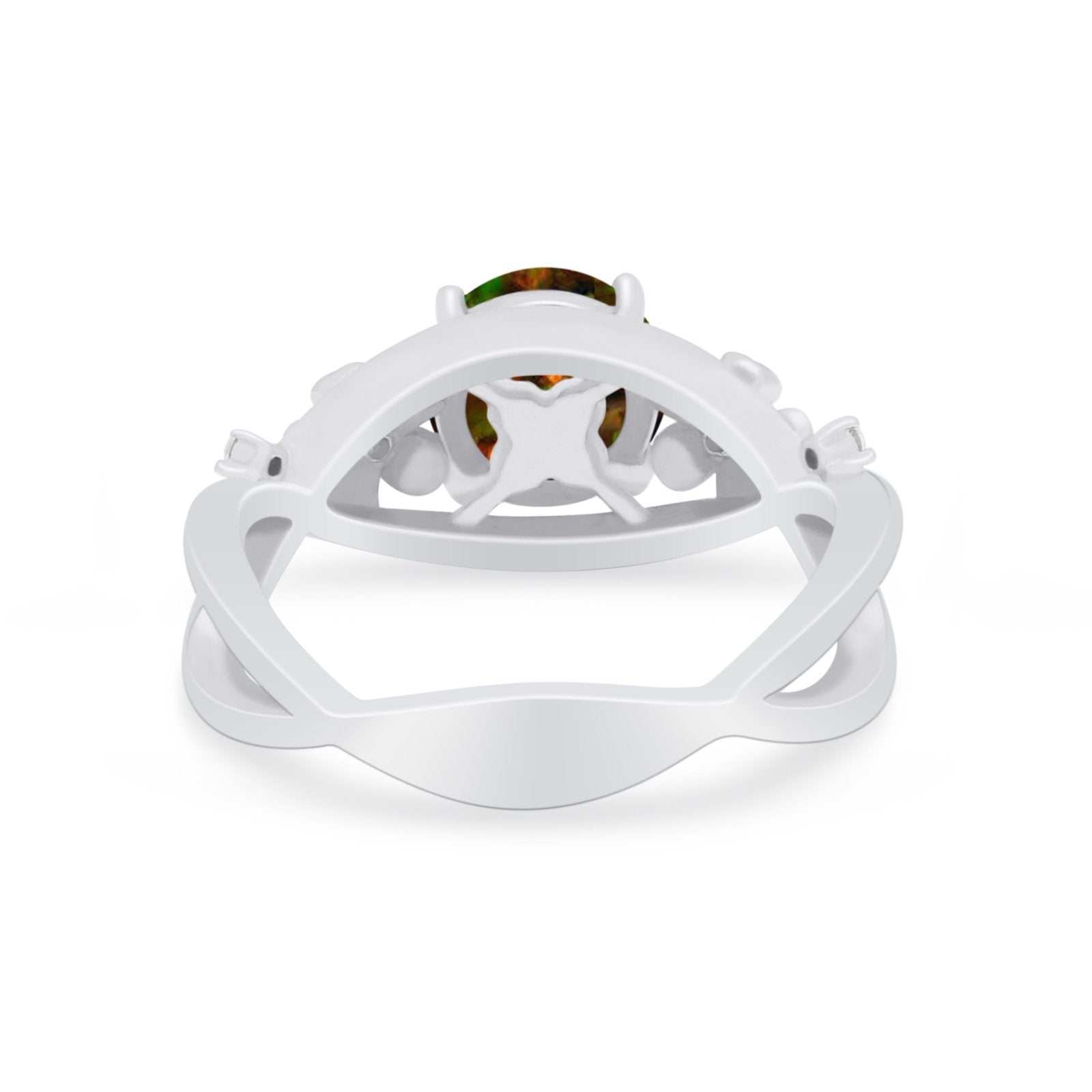 Art Deco Plumeria Flower Infinity Shank Engagement Ring Simulated Cubic Zirconia 925 Sterling Silver