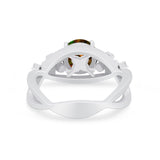 Art Deco Plumeria Flower Infinity Shank Engagement Ring Simulated Cubic Zirconia 925 Sterling Silver