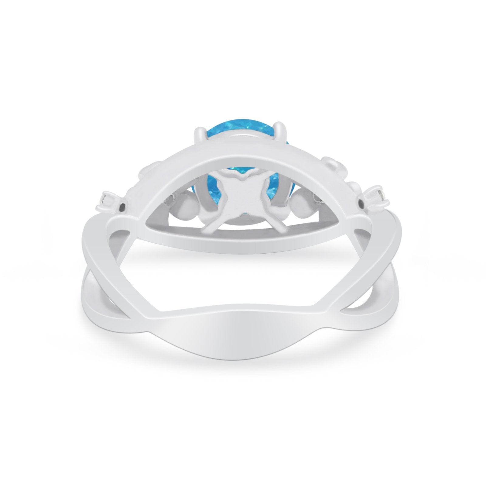 Art Deco Plumeria Flower Infinity Shank Engagement Ring Simulated Cubic Zirconia 925 Sterling Silver