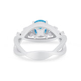 Art Deco Plumeria Flower Infinity Shank Engagement Ring Simulated Cubic Zirconia 925 Sterling Silver