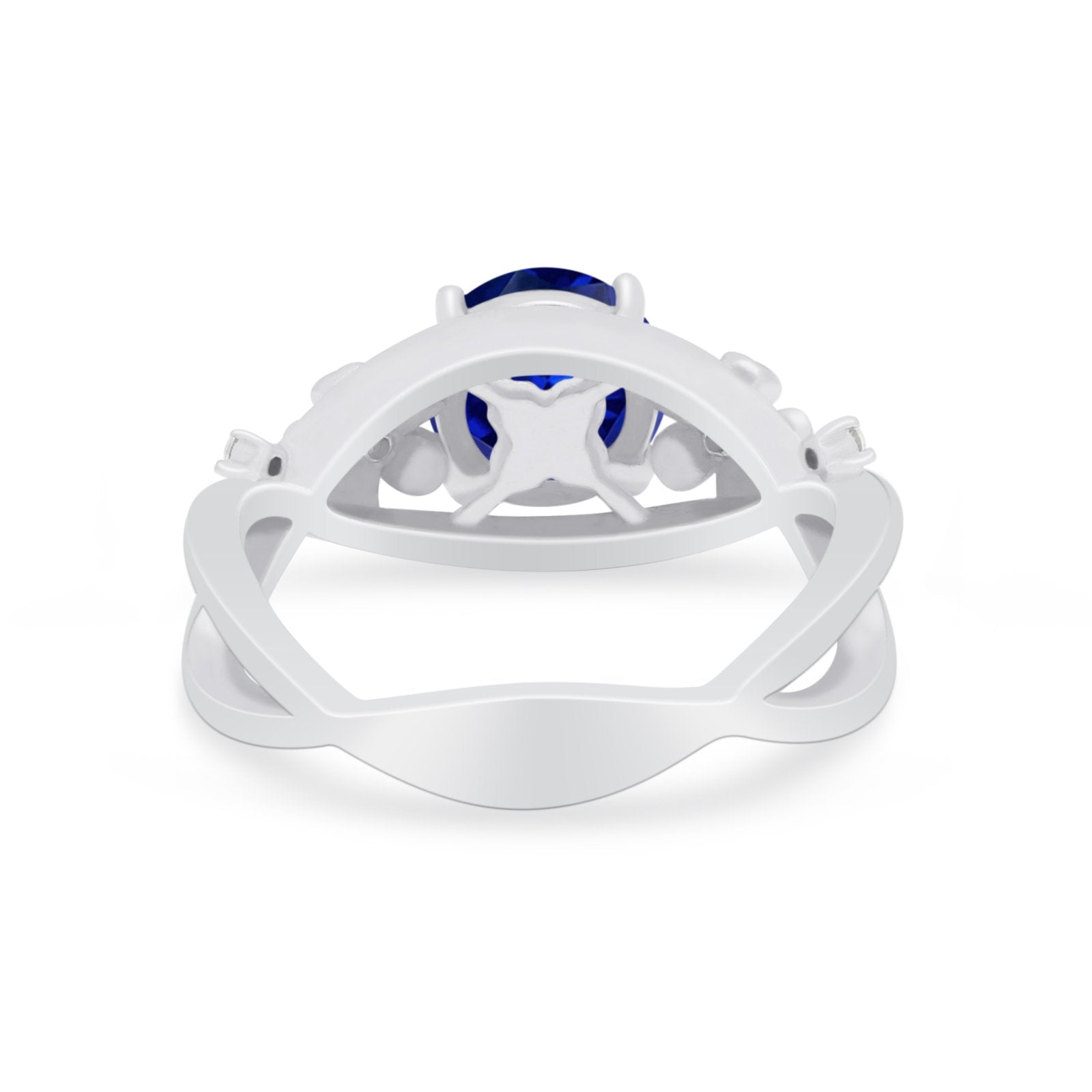 Art Deco Plumeria Flower Infinity Shank Engagement Ring Cubic Zirconia 925 Sterling Silver