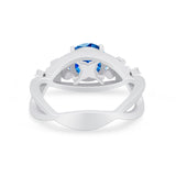 Art Deco Plumeria Flower Infinity Shank Engagement Ring Simulated Cubic Zirconia 925 Sterling Silver