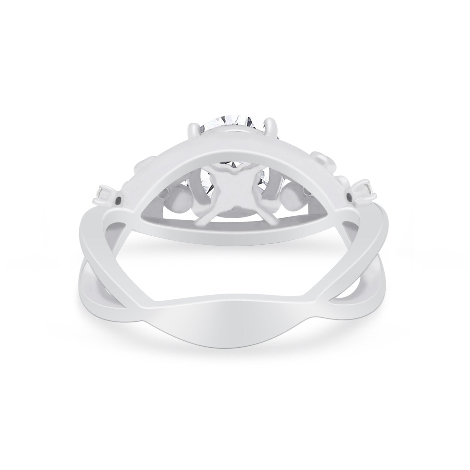 Art Deco Plumeria Flower Infinity Shank Engagement Ring Cubic Zirconia 925 Sterling Silver