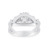 Art Deco Plumeria Flower Infinity Shank Engagement Ring Cubic Zirconia 925 Sterling Silver