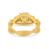 Art Deco Plumeria Flower Infinity Shank Engagement Ring Cubic Zirconia 925 Sterling Silver