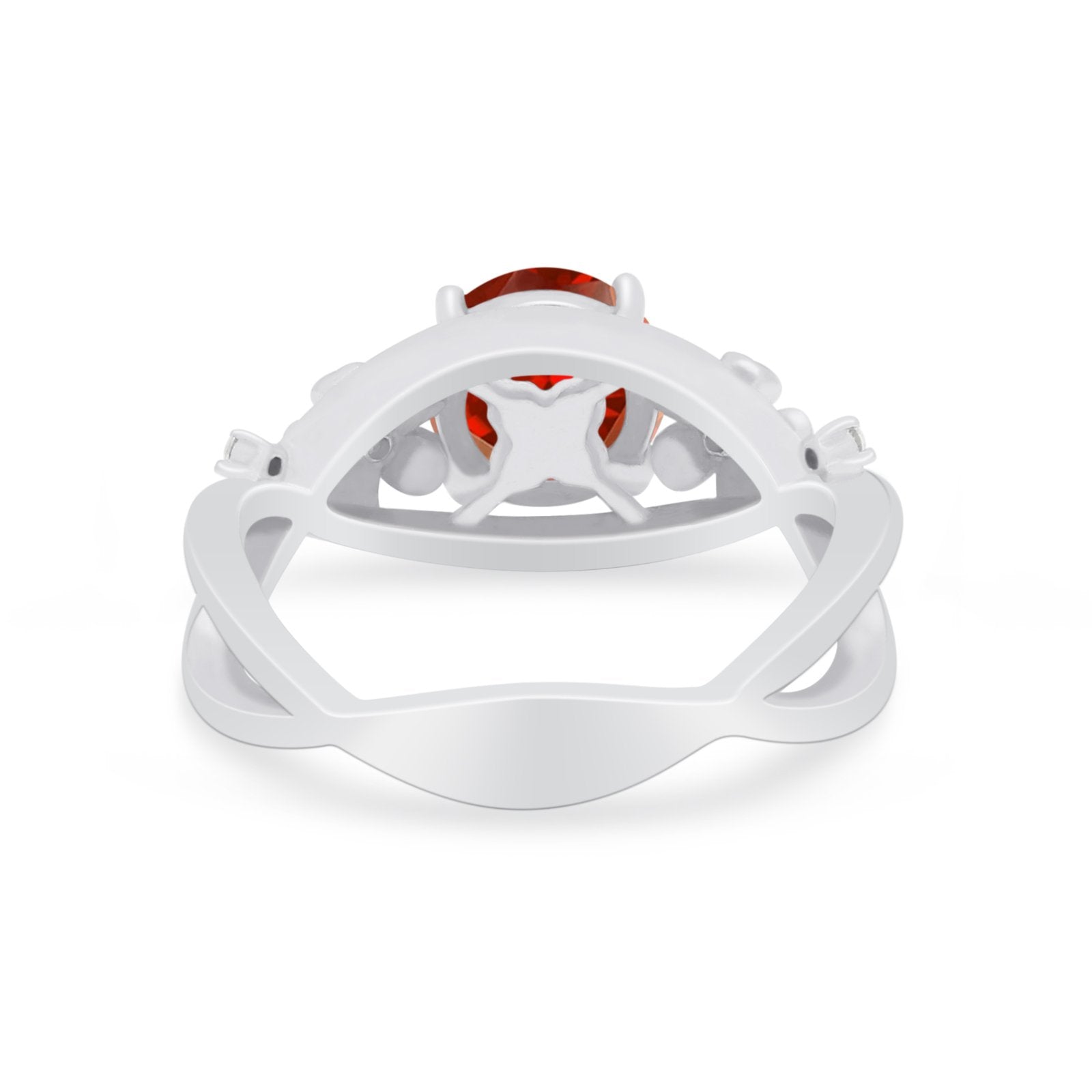 Art Deco Plumeria Flower Infinity Shank Engagement Ring Cubic Zirconia 925 Sterling Silver