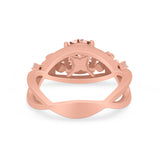 Art Deco Plumeria Flower Infinity Shank Engagement Ring Simulated Cubic Zirconia 925 Sterling Silver