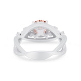 Art Deco Plumeria Flower Infinity Shank Engagement Ring Simulated Cubic Zirconia 925 Sterling Silver