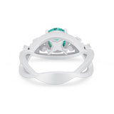 Art Deco Plumeria Flower Infinity Shank Engagement Ring Simulated Cubic Zirconia 925 Sterling Silver